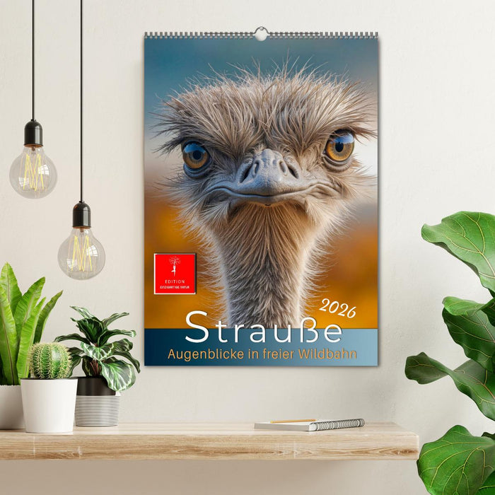 Strauße - Augenblicke in freier Wildbahn (CALVENDO Wandkalender 2026)