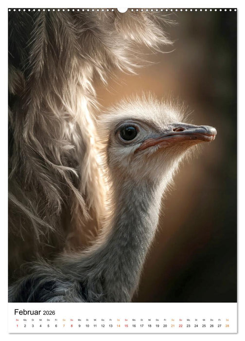 Strauße - Augenblicke in freier Wildbahn (CALVENDO Wandkalender 2026)