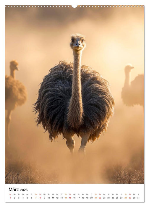 Strauße - Augenblicke in freier Wildbahn (CALVENDO Wandkalender 2026)