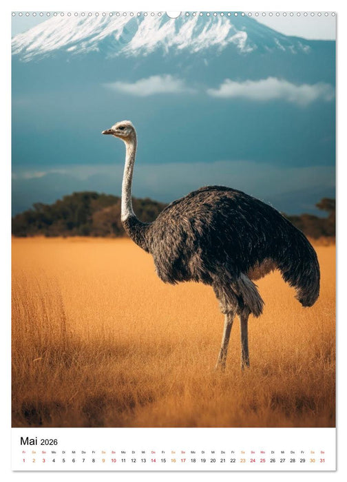 Strauße - Augenblicke in freier Wildbahn (CALVENDO Wandkalender 2026)