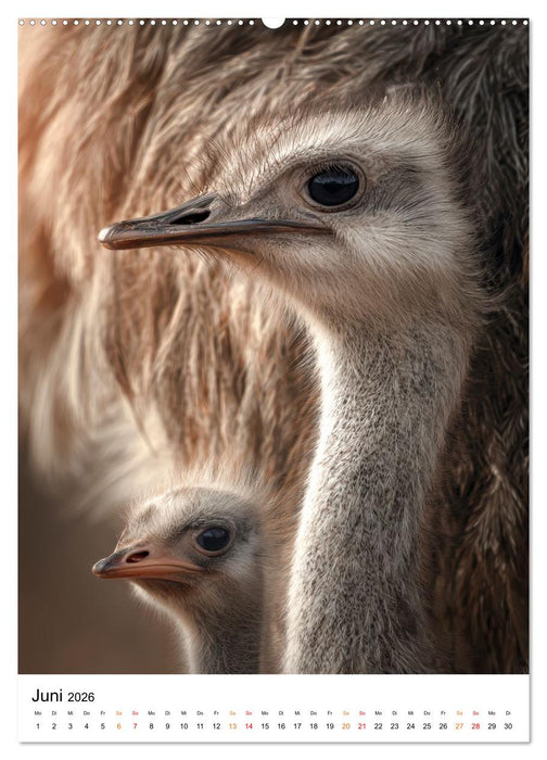 Strauße - Augenblicke in freier Wildbahn (CALVENDO Premium Wandkalender 2026)