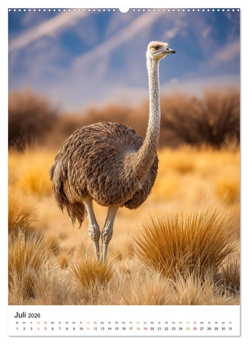 Strauße - Augenblicke in freier Wildbahn (CALVENDO Premium Wandkalender 2026)