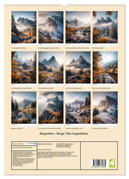 Bergwelten - Berge Täler Augenblicke (CALVENDO Premium Wandkalender 2026)