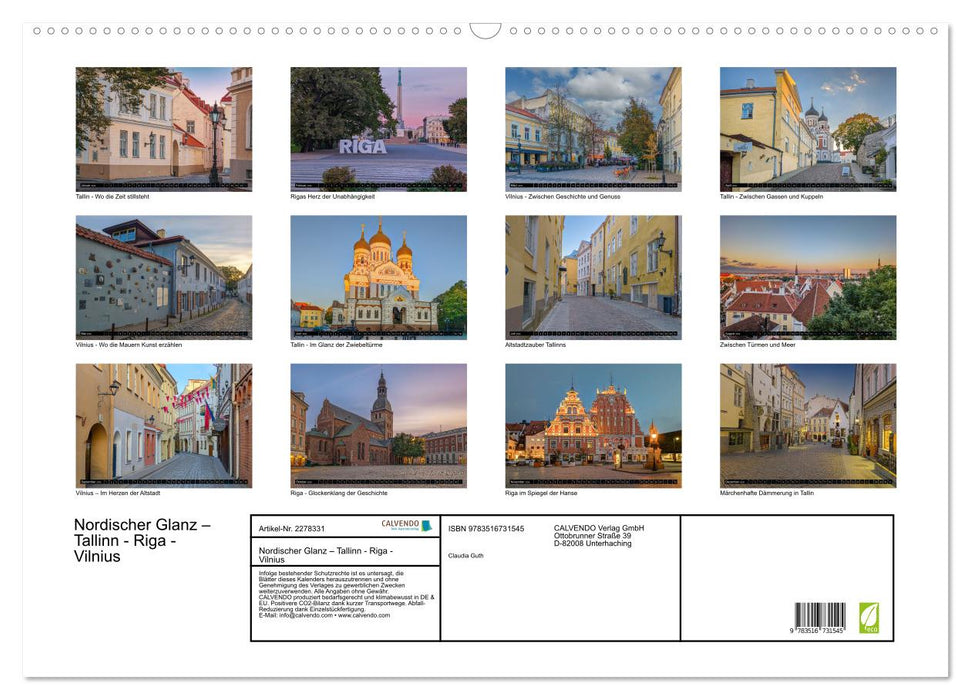 Nordischer Glanz – Tallinn - Riga - Vilnius (CALVENDO Wandkalender 2026)