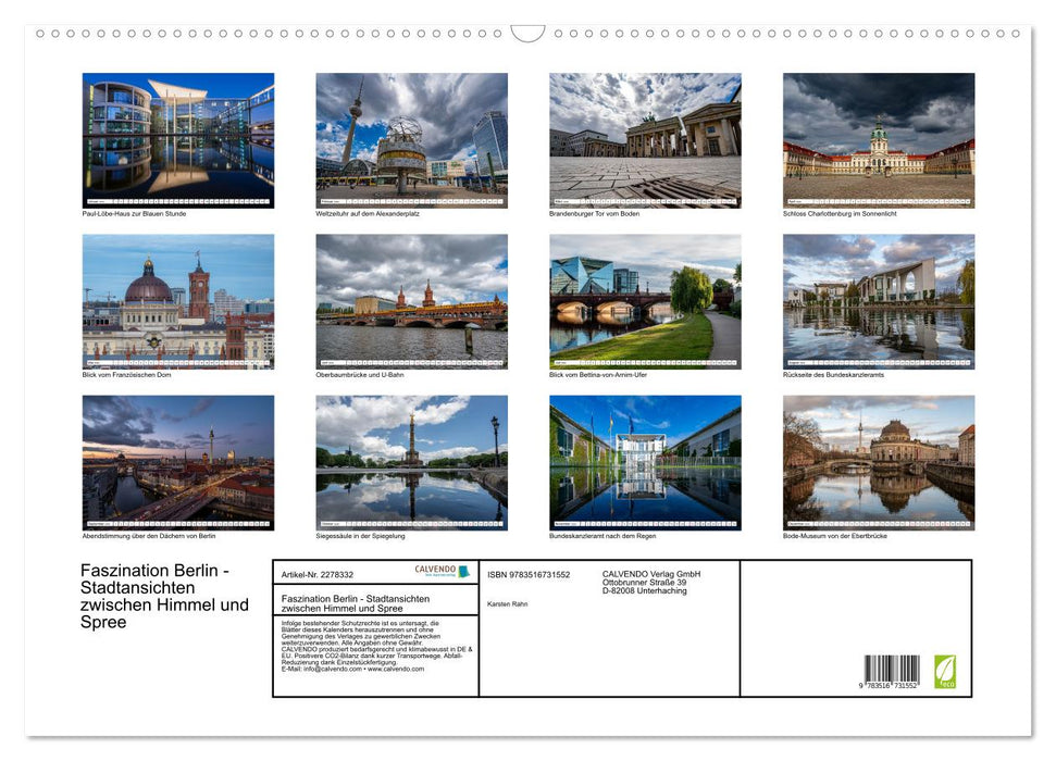 Faszination Berlin - Stadtansichten zwischen Himmel und Spree (CALVENDO Wandkalender 2026)