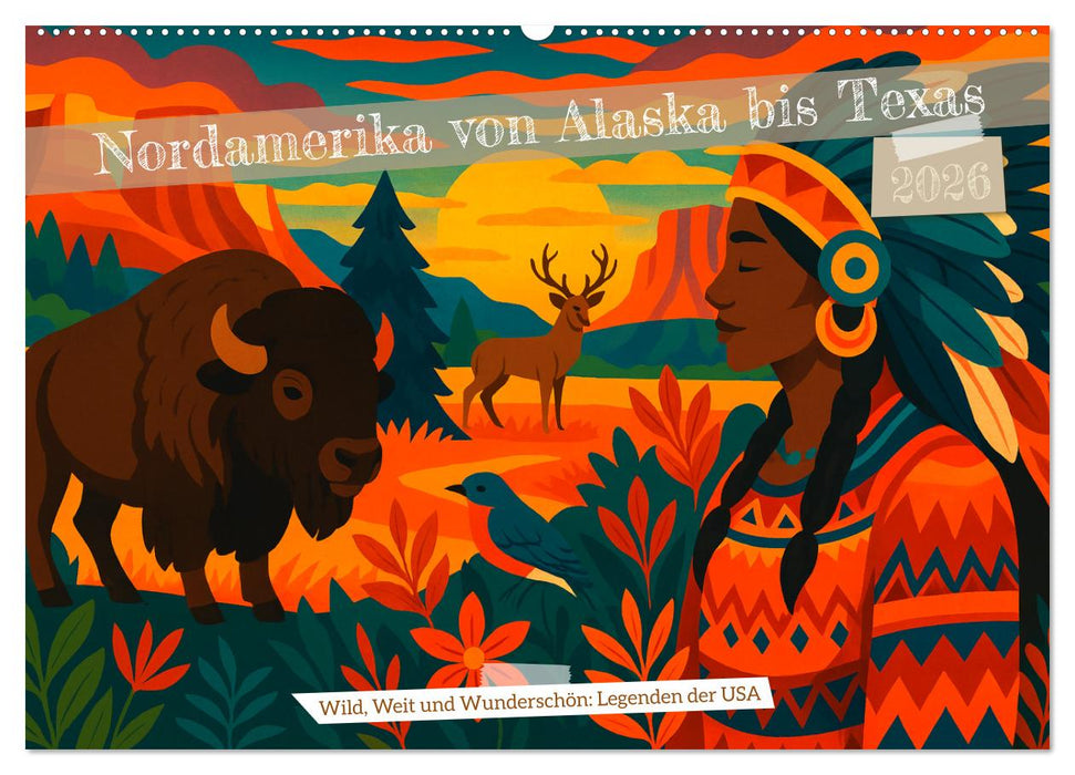Nordamerika von Alaska bis Texas - Wild, Weit und Wunderschön (CALVENDO Wandkalender 2026)