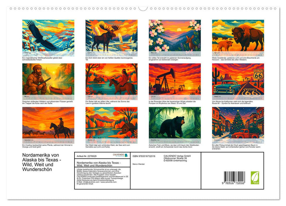 Nordamerika von Alaska bis Texas - Wild, Weit und Wunderschön (CALVENDO Premium Wandkalender 2026)