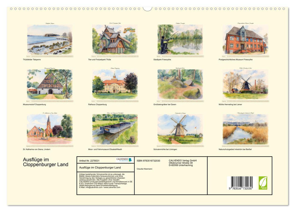 Ausflüge im Cloppenburger Land (CALVENDO Premium Wandkalender 2026)