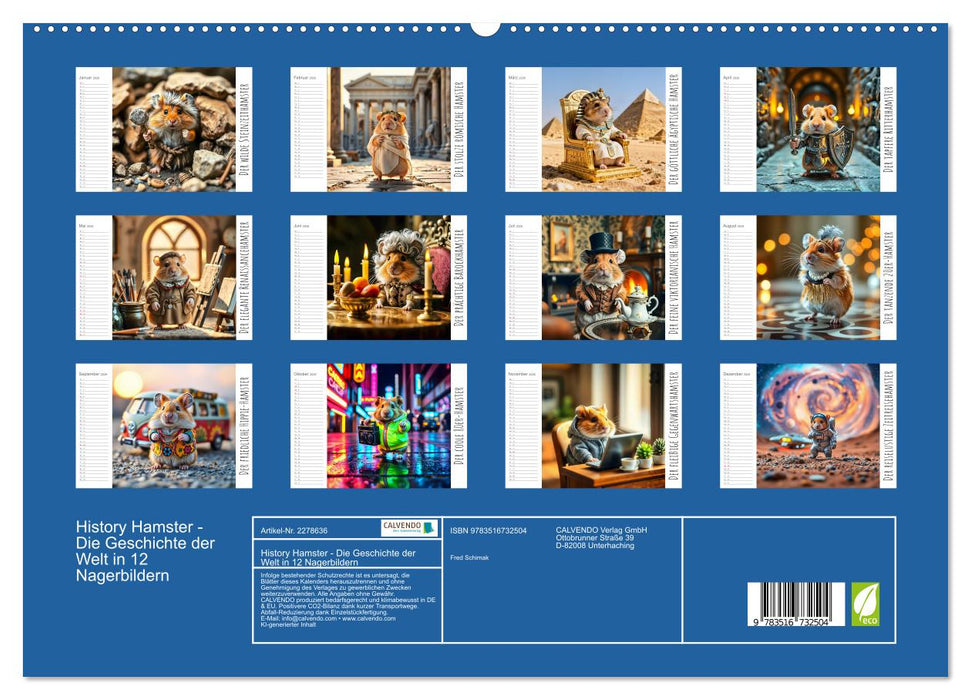 History Hamster - Die Geschichte der Welt in 12 Nagerbildern (CALVENDO Premium Wandkalender 2026)