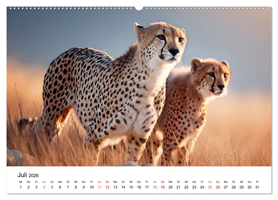Geparden - Eleganz auf vier Pfoten (CALVENDO Premium Wandkalender 2026)