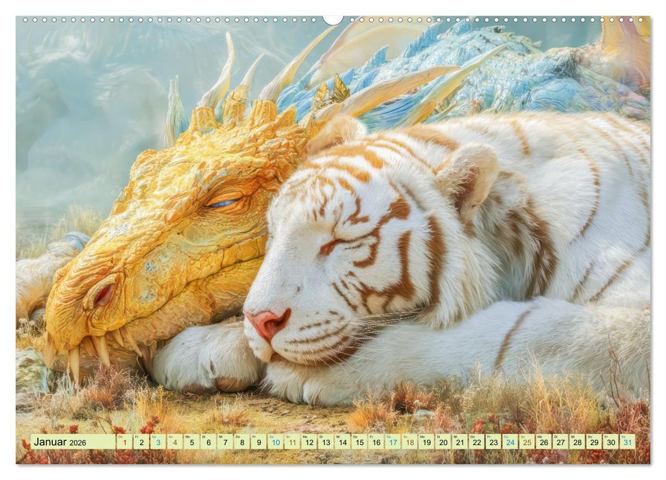 Ewige Drachenliebe - Eine zeitlose Faszination (CALVENDO Premium Wandkalender 2026)