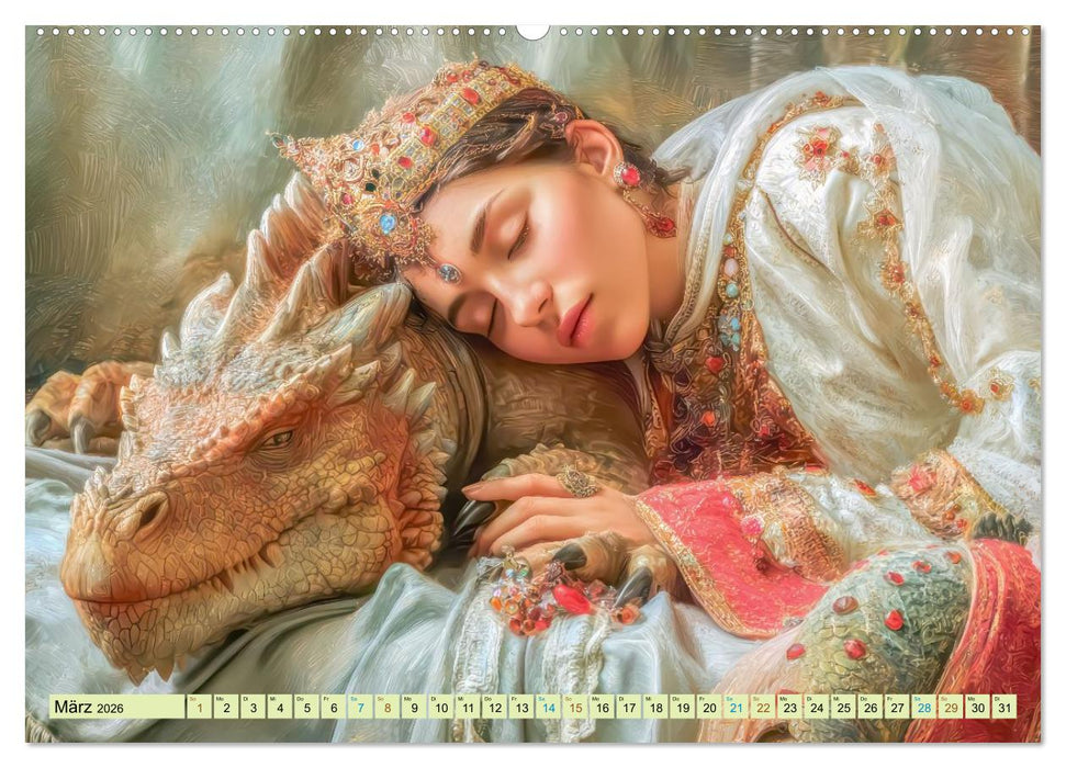 Ewige Drachenliebe - Eine zeitlose Faszination (CALVENDO Premium Wandkalender 2026)