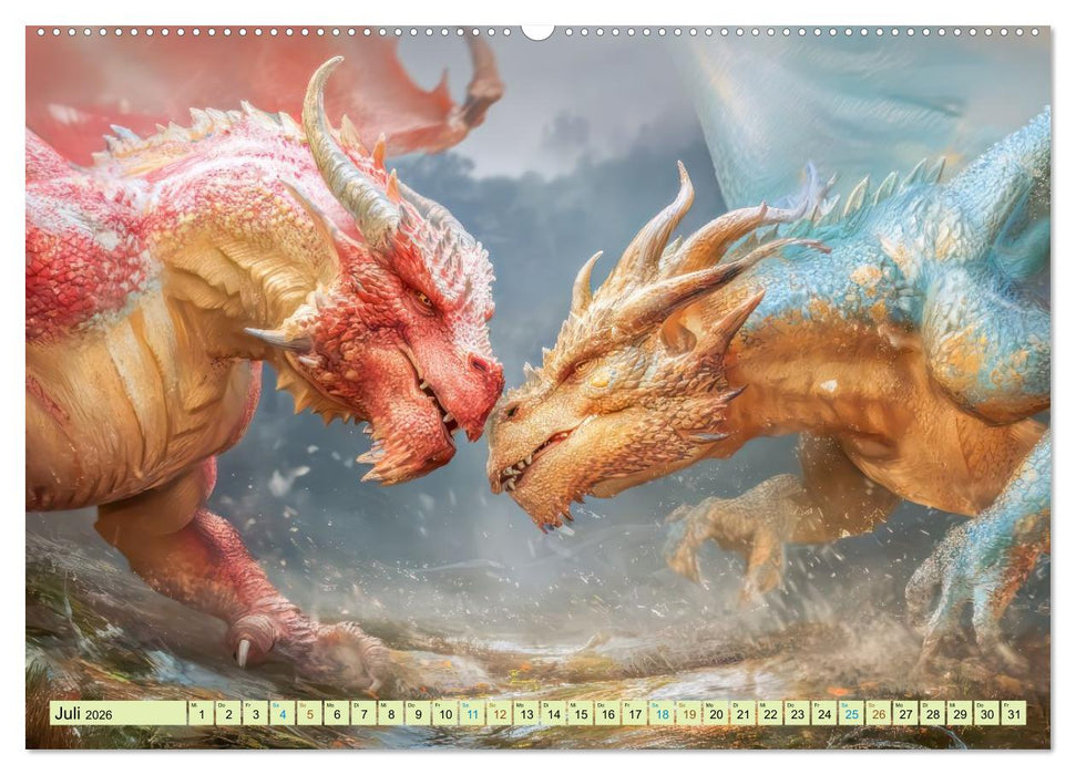 Ewige Drachenliebe - Eine zeitlose Faszination (CALVENDO Premium Wandkalender 2026)
