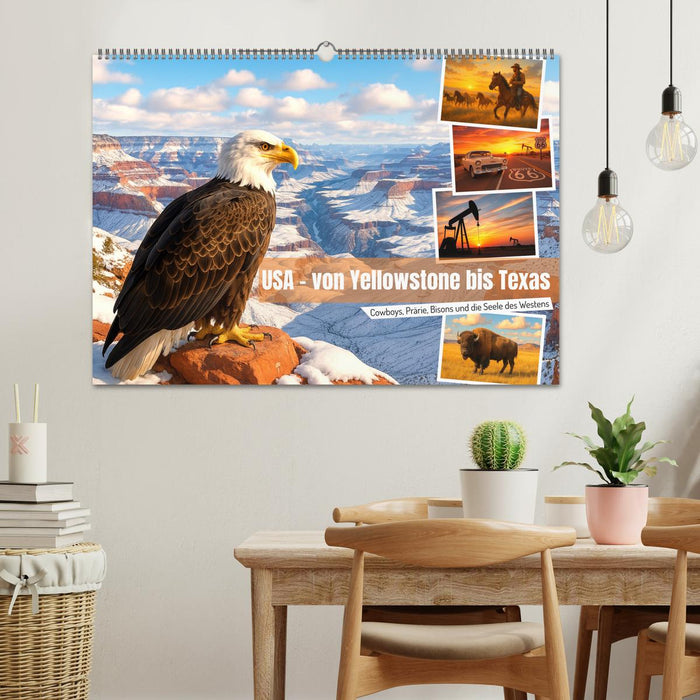 USA – von Yellowstone bis Texas - Cowboys, Prärie und Bisons (CALVENDO Wandkalender 2026)