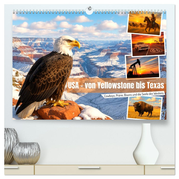 USA – von Yellowstone bis Texas - Cowboys, Prärie und Bisons (CALVENDO Premium Wandkalender 2026)