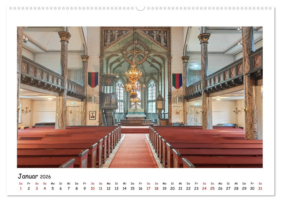 Schwedische Kirchen auf dem St.Olavsweg (CALVENDO Premium Wandkalender 2026)