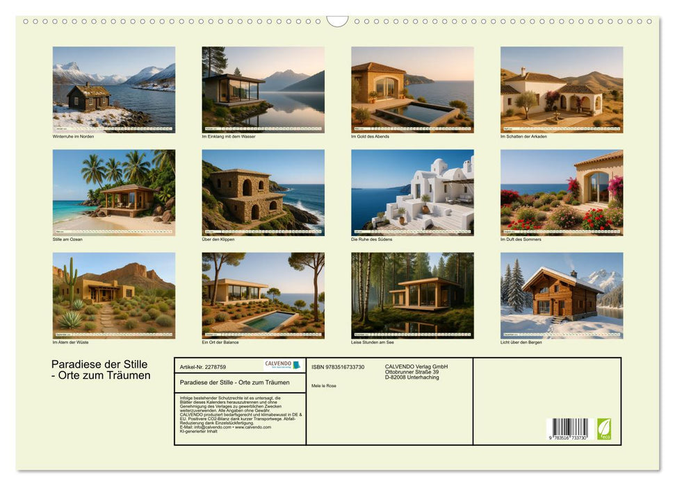 Paradiese der Stille - Orte zum Träumen (CALVENDO Wandkalender 2026)
