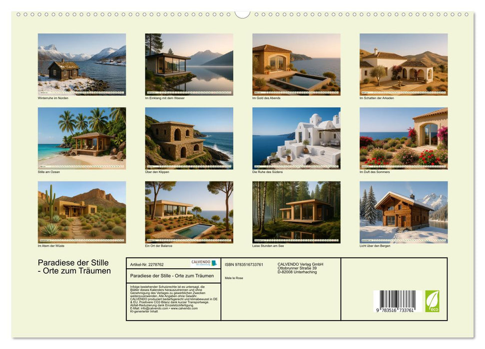 Paradiese der Stille - Orte zum Träumen (CALVENDO Premium Wandkalender 2026)