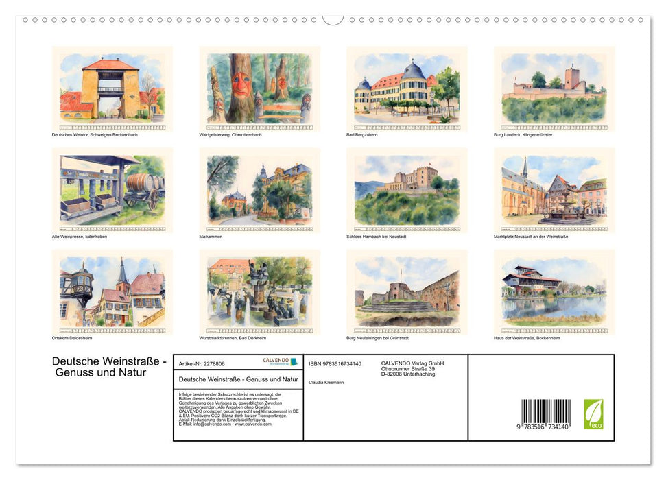 Deutsche Weinstraße - Genuss und Natur (CALVENDO Premium Wandkalender 2026)