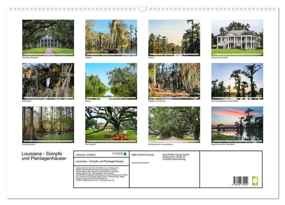 Louisiana - Sümpfe und Plantagenhäuser (CALVENDO Wandkalender 2026)