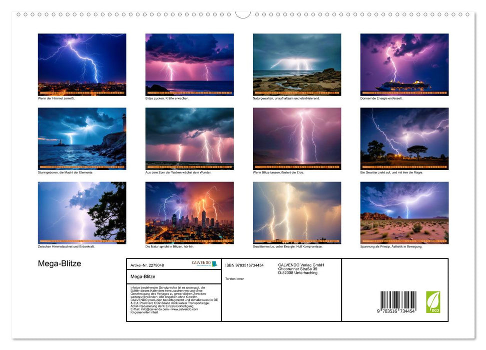 Mega-Blitze (CALVENDO Premium Wandkalender 2026)
