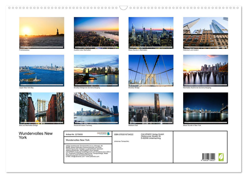 Wundervolles New York (CALVENDO Wandkalender 2026)