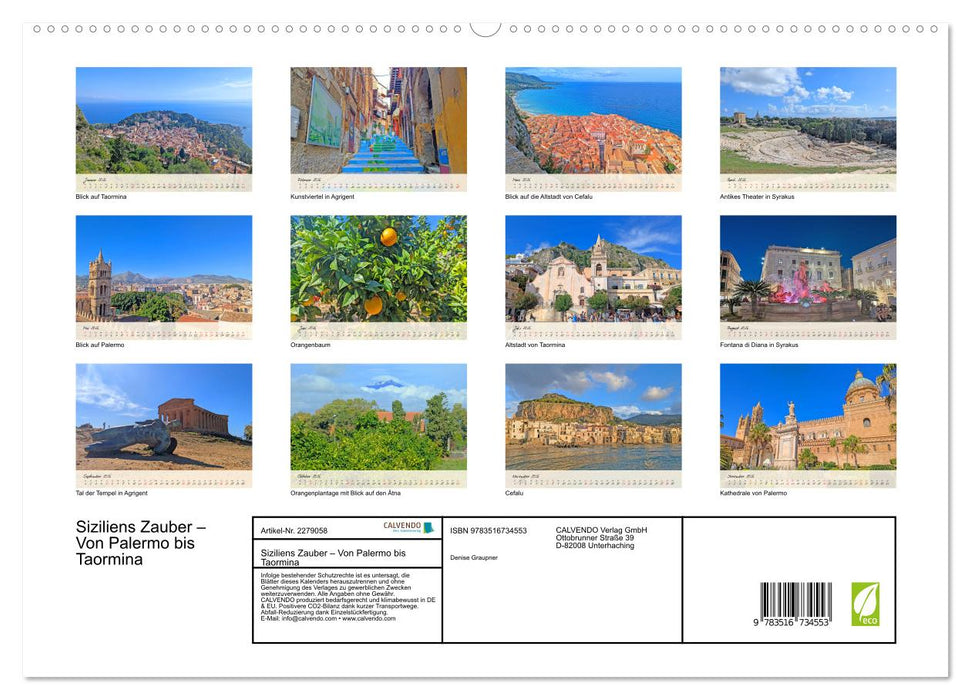 Siziliens Zauber – Von Palermo bis Taormina (CALVENDO Premium Wandkalender 2026)