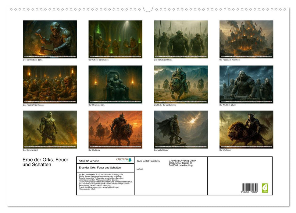 Erbe der Orks. Feuer und Schatten (CALVENDO Wandkalender 2026)