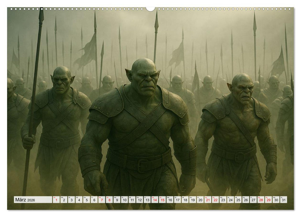 Erbe der Orks. Feuer und Schatten (CALVENDO Wandkalender 2026)