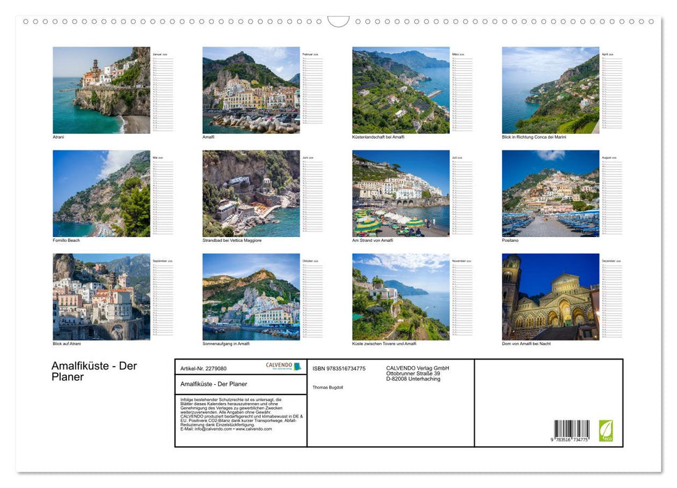 Amalfiküste - Der Planer (CALVENDO Wandkalender 2026)