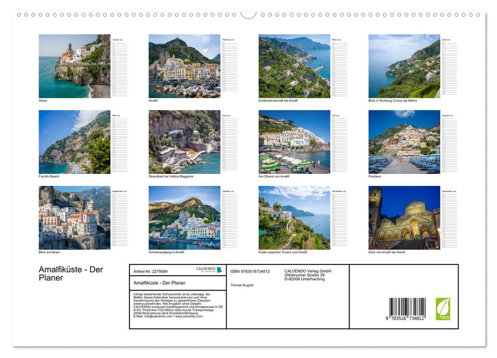 Amalfiküste - Der Planer (CALVENDO Premium Wandkalender 2026)