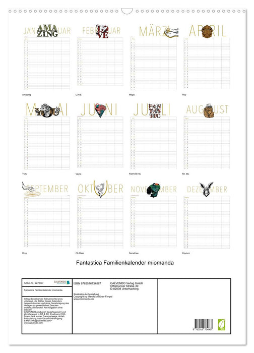 Fantastica Familienkalender miomanda (CALVENDO Wandkalender 2026)
