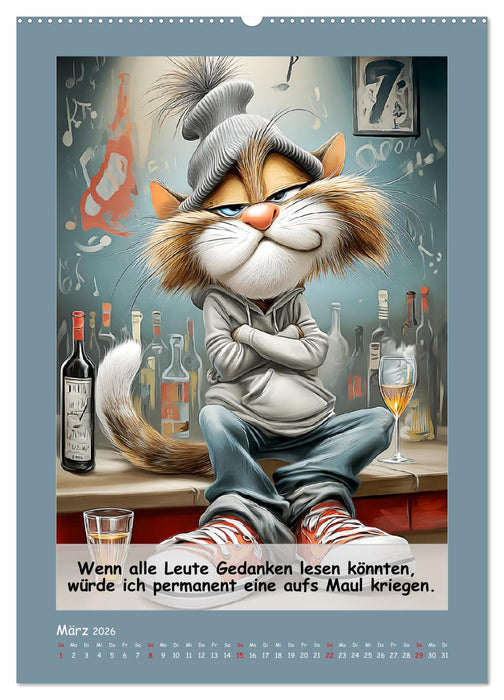 Kratzige Kerle. Trockener Katzenhumor vom Feinsten (CALVENDO Wandkalender 2026)
