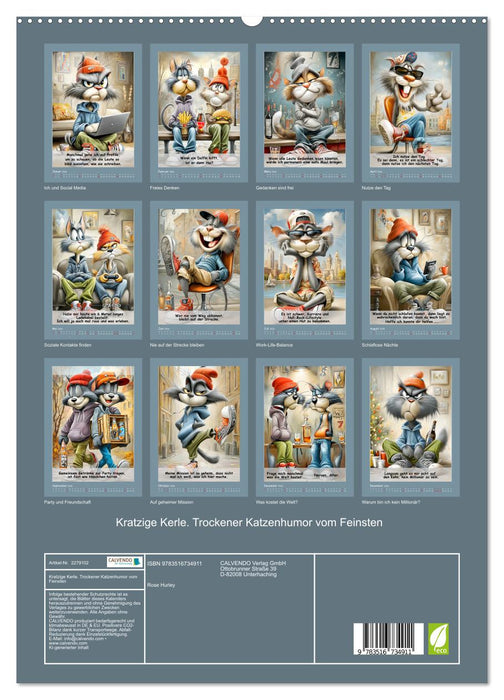 Kratzige Kerle. Trockener Katzenhumor vom Feinsten (CALVENDO Premium Wandkalender 2026)