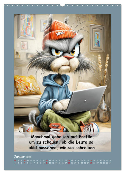 Kratzige Kerle. Trockener Katzenhumor vom Feinsten (CALVENDO Premium Wandkalender 2026)