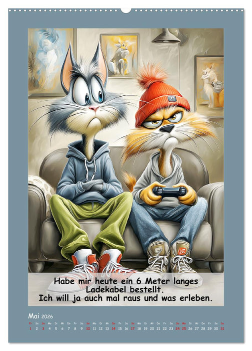 Kratzige Kerle. Trockener Katzenhumor vom Feinsten (CALVENDO Premium Wandkalender 2026)