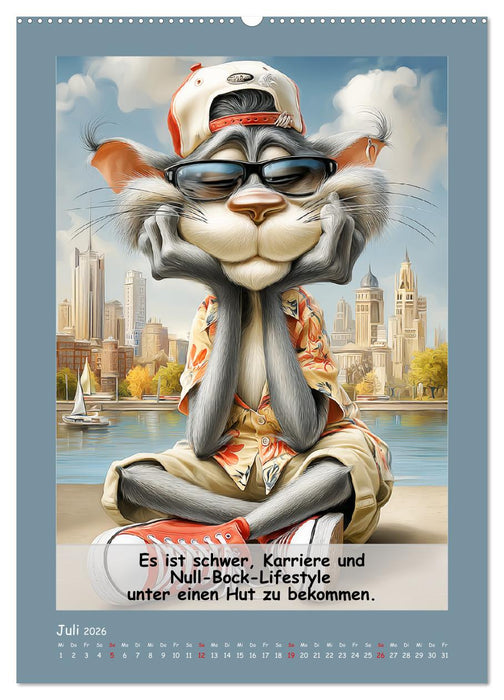 Kratzige Kerle. Trockener Katzenhumor vom Feinsten (CALVENDO Premium Wandkalender 2026)