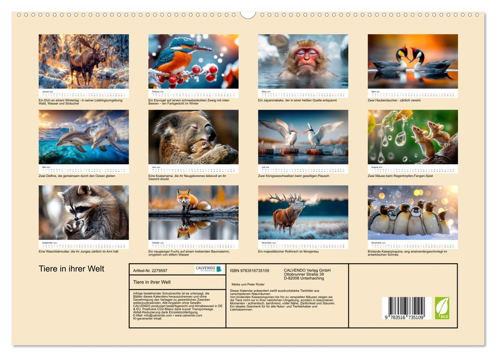Tiere in ihrer Welt (CALVENDO Premium Wandkalender 2026)