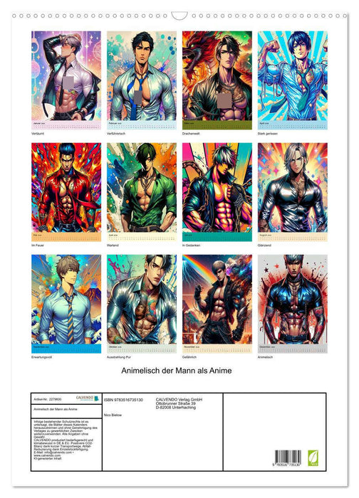 Animelisch der Mann als Anime (CALVENDO Wandkalender 2026)