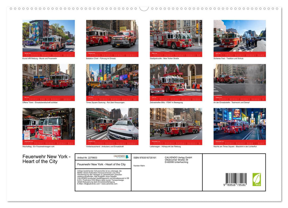 Feuerwehr New York - Heart of the City (CALVENDO Premium Wandkalender 2026)