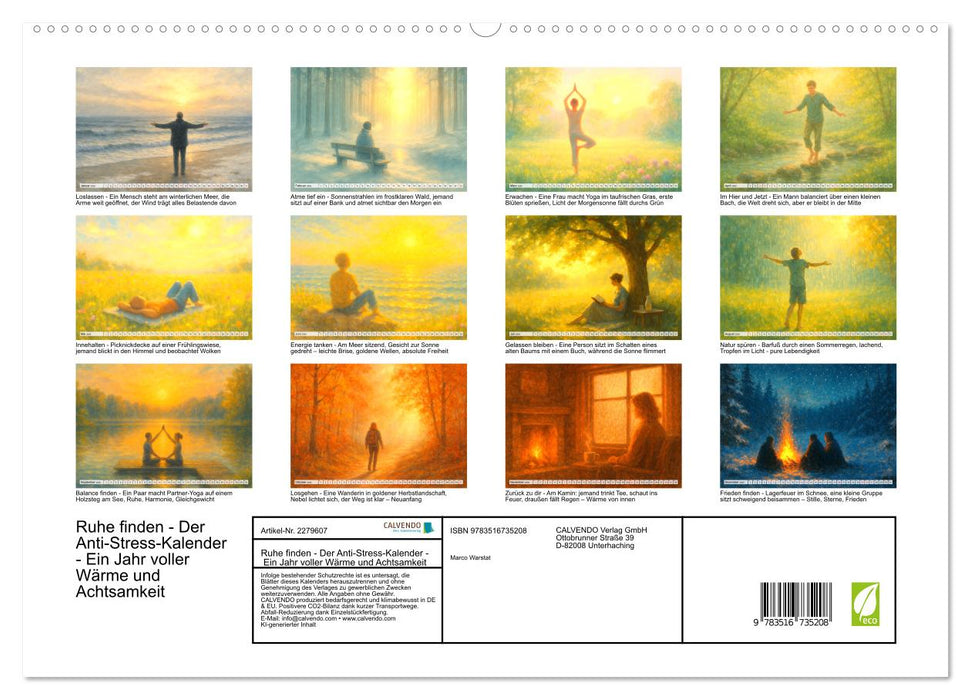 Ruhe finden - Der Anti-Stress-Kalender - Ein Jahr voller Wärme und Achtsamkeit (CALVENDO Premium Wandkalender 2026)
