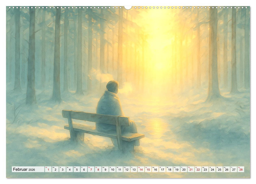 Ruhe finden - Der Anti-Stress-Kalender - Ein Jahr voller Wärme und Achtsamkeit (CALVENDO Premium Wandkalender 2026)