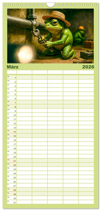 Frosch bei der Arbeit- Dienst nach Vorschrift (CALVENDO Familienplaner 2026)