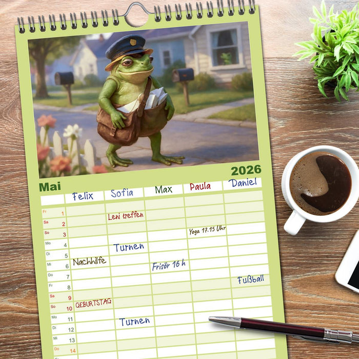 Frosch bei der Arbeit- Dienst nach Vorschrift (CALVENDO Familienplaner 2026)