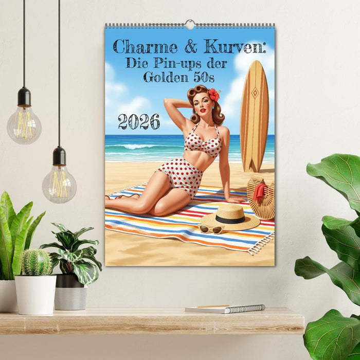 Charme & Kurven: Die Pin-ups der Golden 50s (CALVENDO Wandkalender 2026)