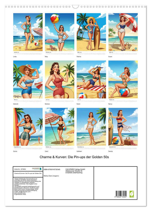Charme & Kurven: Die Pin-ups der Golden 50s (CALVENDO Wandkalender 2026)