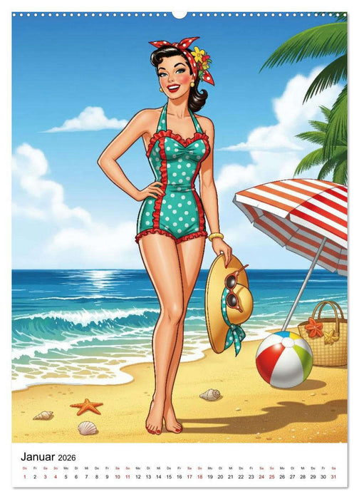 Charme & Kurven: Die Pin-ups der Golden 50s (CALVENDO Wandkalender 2026)