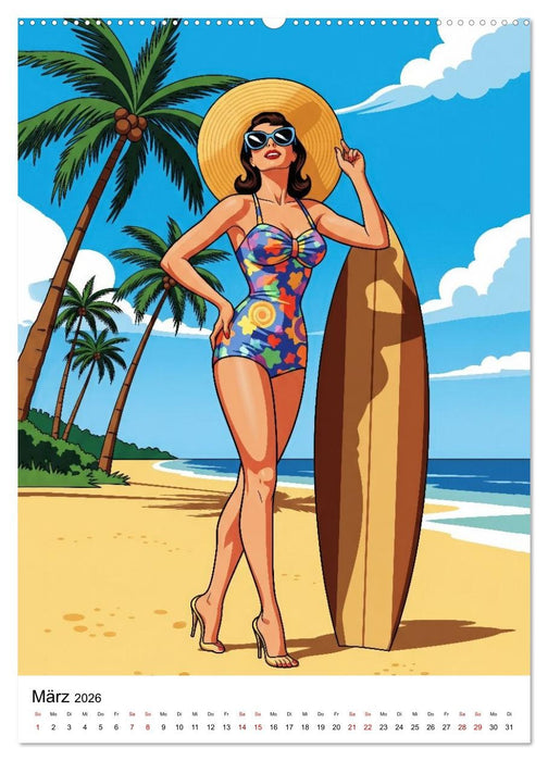 Charme & Kurven: Die Pin-ups der Golden 50s (CALVENDO Wandkalender 2026)