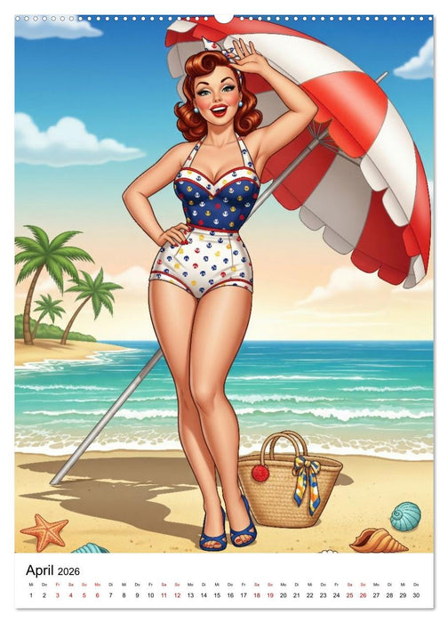 Charme & Kurven: Die Pin-ups der Golden 50s (CALVENDO Wandkalender 2026)
