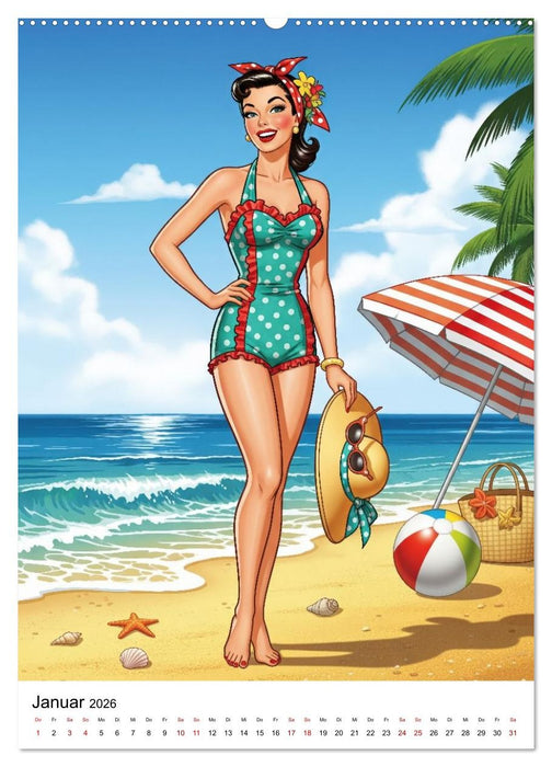 Charme & Kurven: Die Pin-ups der Golden 50s (CALVENDO Premium Wandkalender 2026)